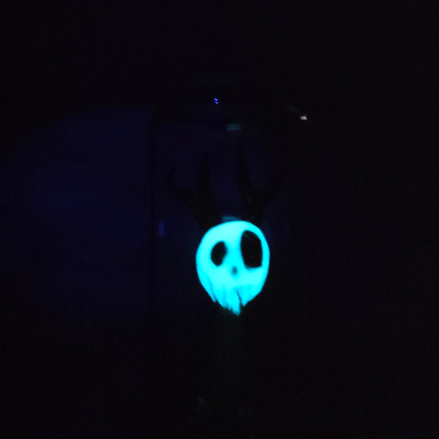 Skullee-Wagz face glowing in dark