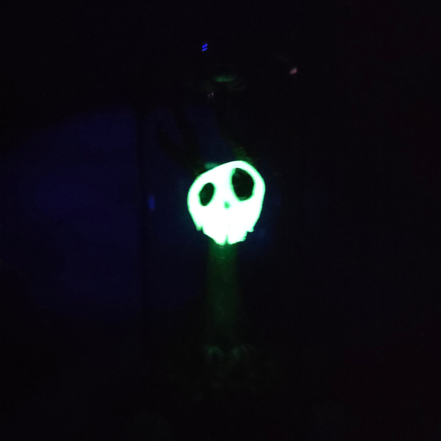 Skullee-Wagz face glowing in dark