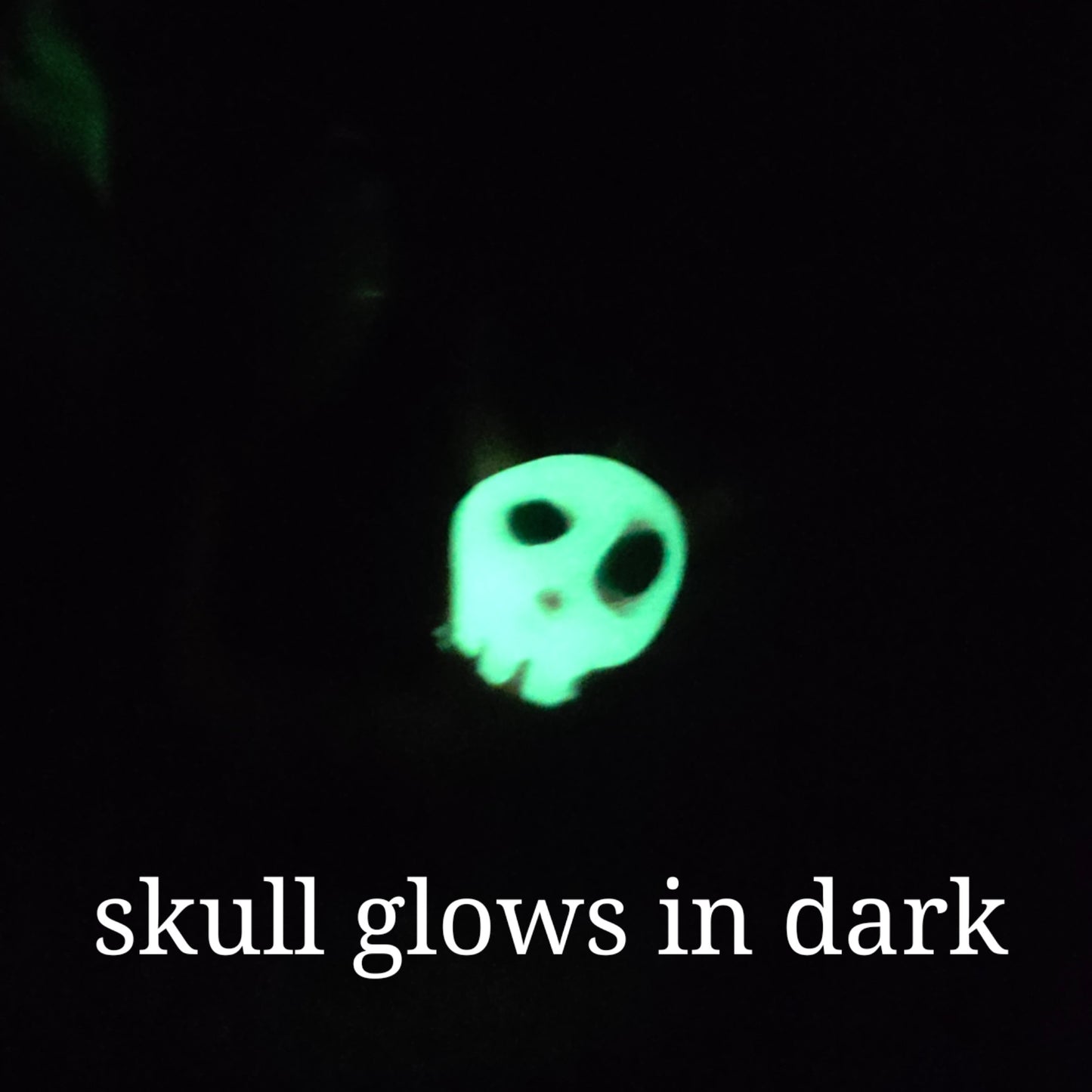 Skullee-Wag face glowing in dark