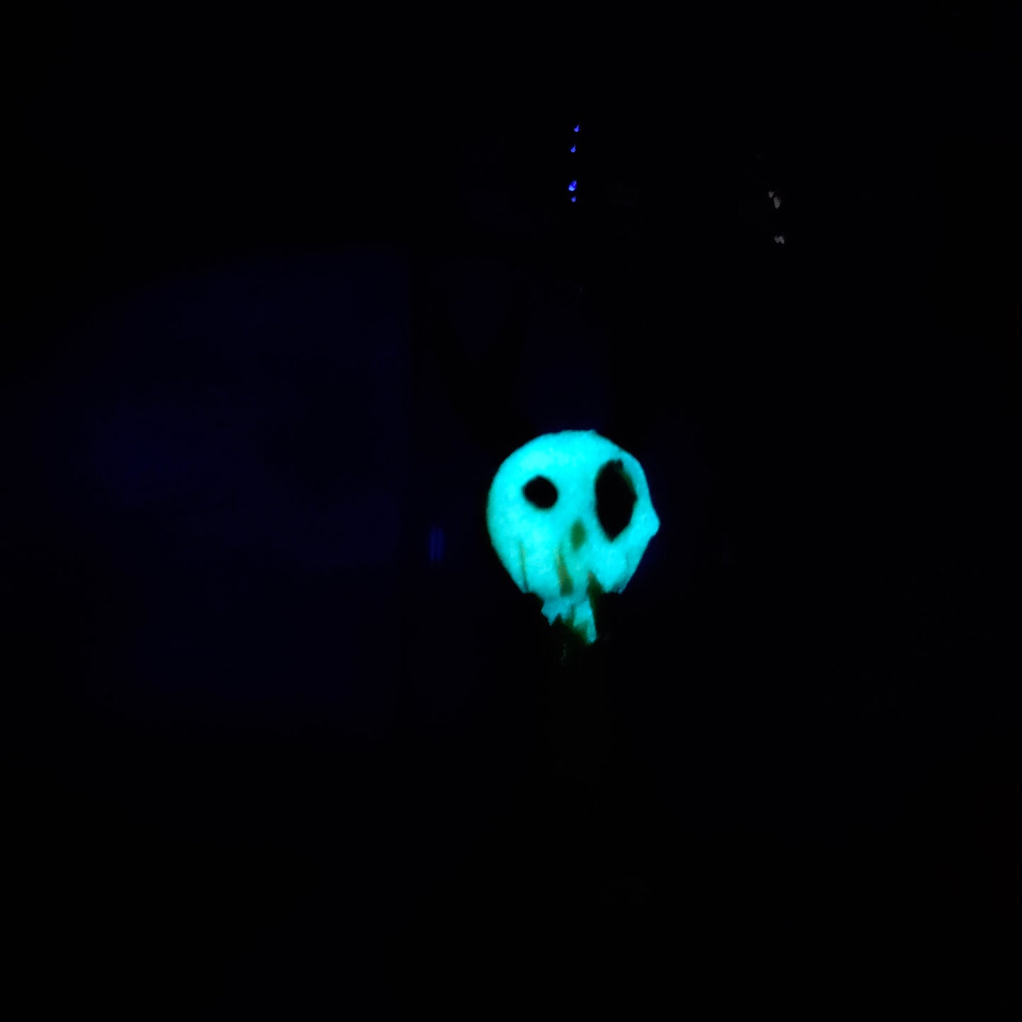 Skullee-Wagz face glowing in dark