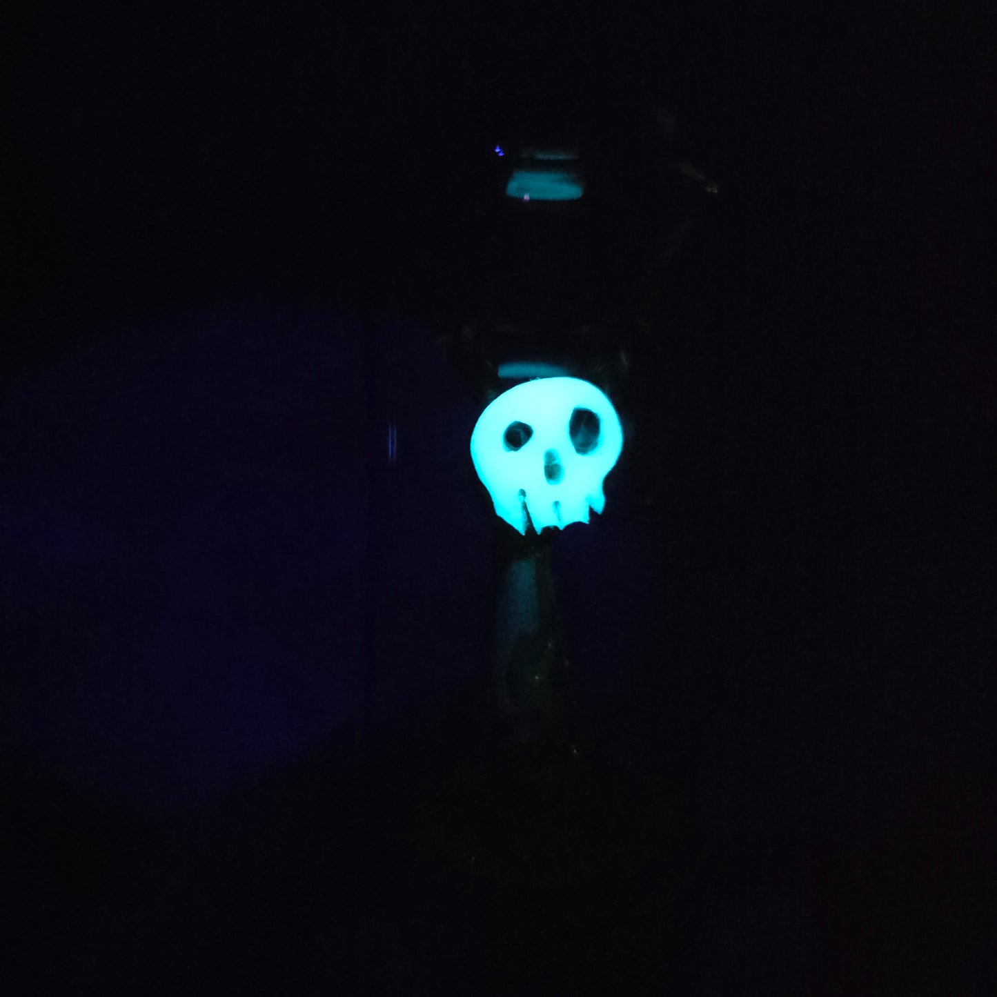 Skullee-Wagz face glowing in dark