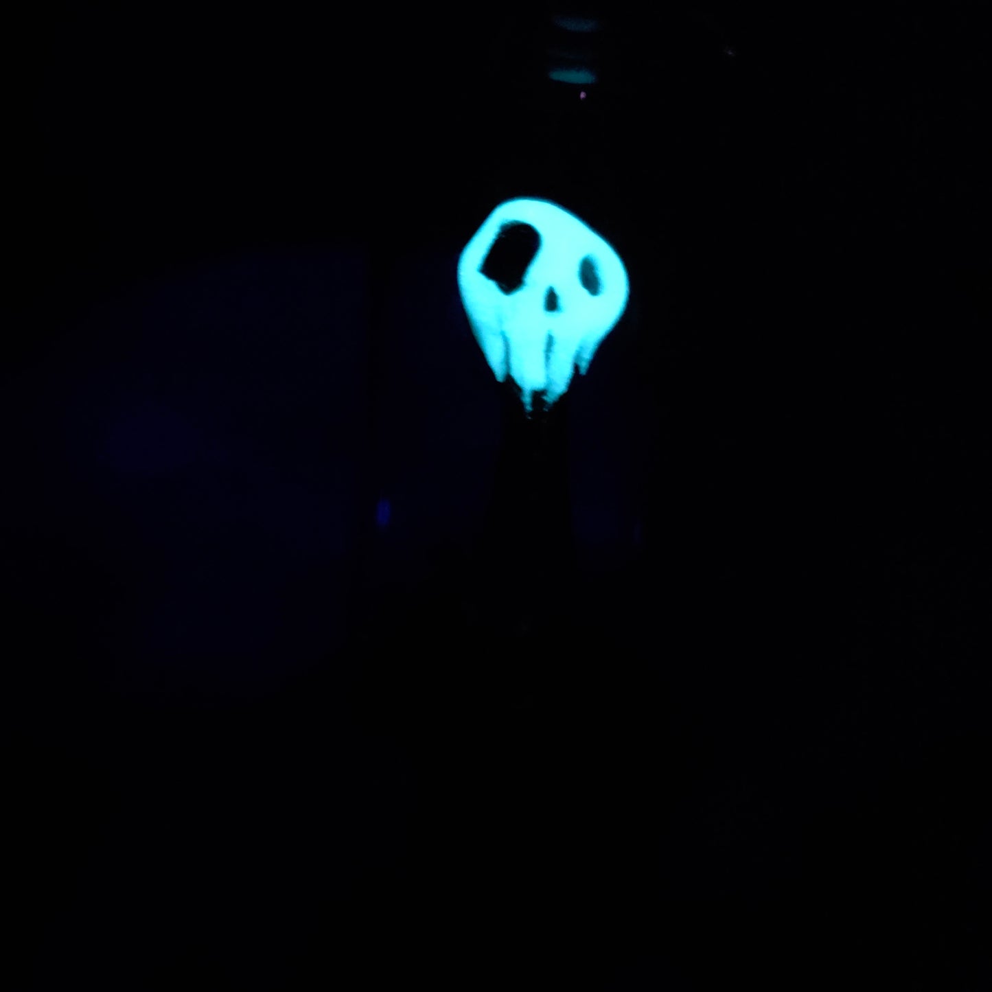 Skullee-Wagz face glowing in dark
