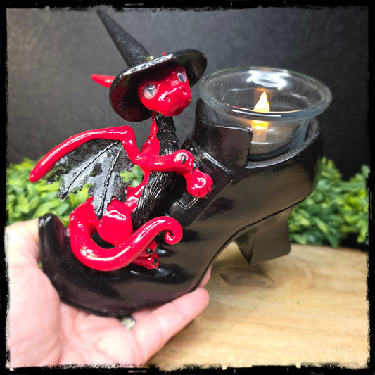 Tasgar - Original Hand Sculpted Polymer Clay Dragon on Shoe