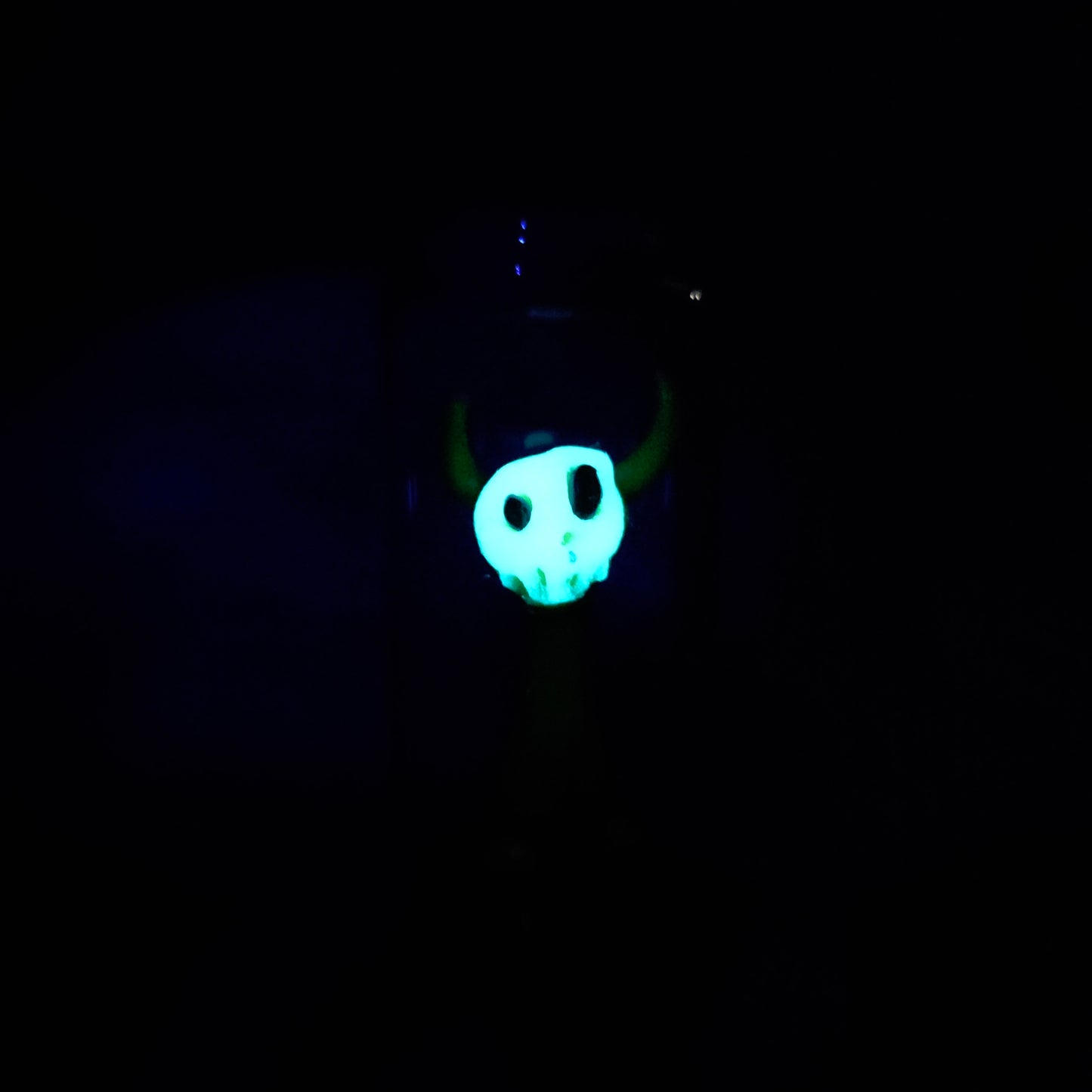 Skullee-Wagz face glowing in dark