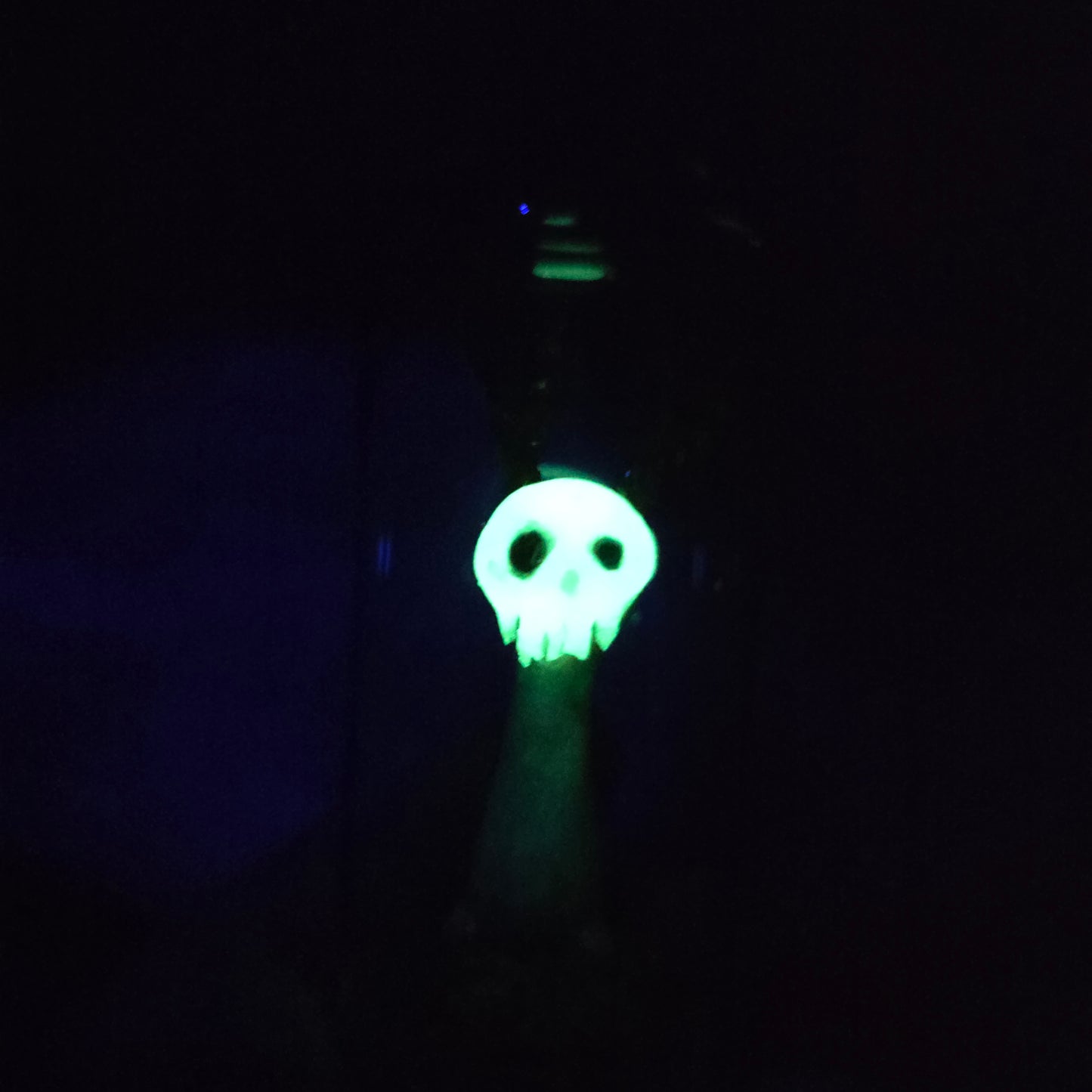 Skullee-Wagz face glowing in dark