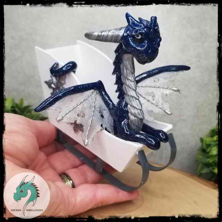 Therielle - Original Hand Sculpted Dragon in Sleigh