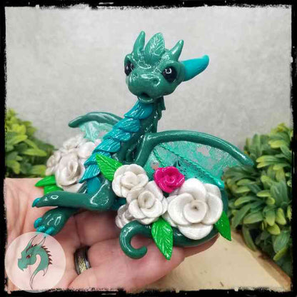 Teimerill - Original Hand Sculpted Dragon with Roses