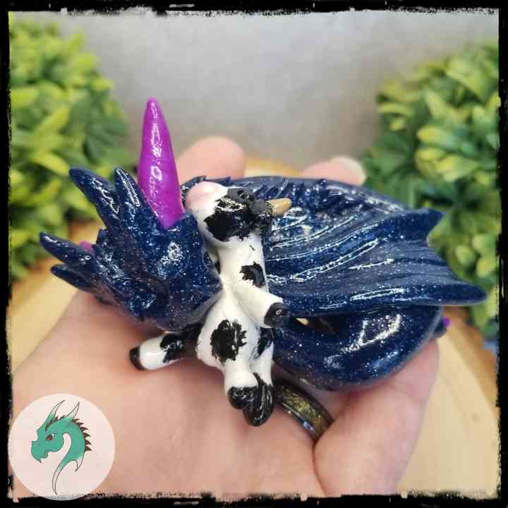 Vrubelain - Original Hand Sculpted Dragon with Cow Stuffie