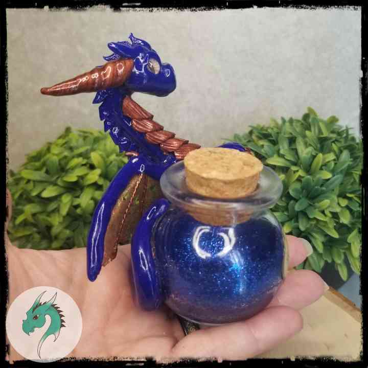 Sumalk - Original Hand Sculpted Wizard Dragon with Potion Bottle