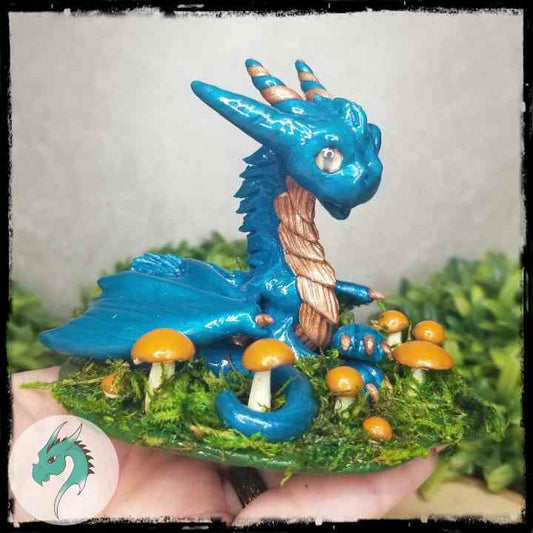 Finloy - Original Hand Sculpted Dragon With Mushrooms