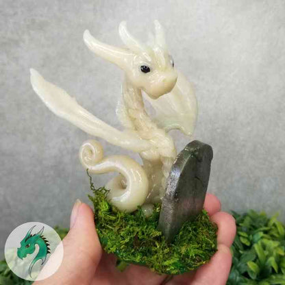 Wylkyn - Original Hand Sculpted Dragon with Tombstone - Glows In Dark