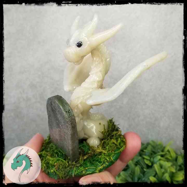 Wylkyn - Original Hand Sculpted Dragon with Tombstone - Glows In Dark