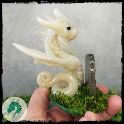 Wylkyn - Original Hand Sculpted Dragon with Tombstone - Glows In Dark