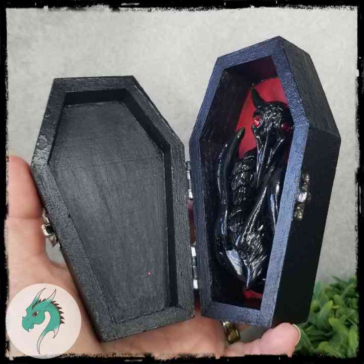 Marzur - Original Hand Sculpted Plague Doctor Dragon in Coffin