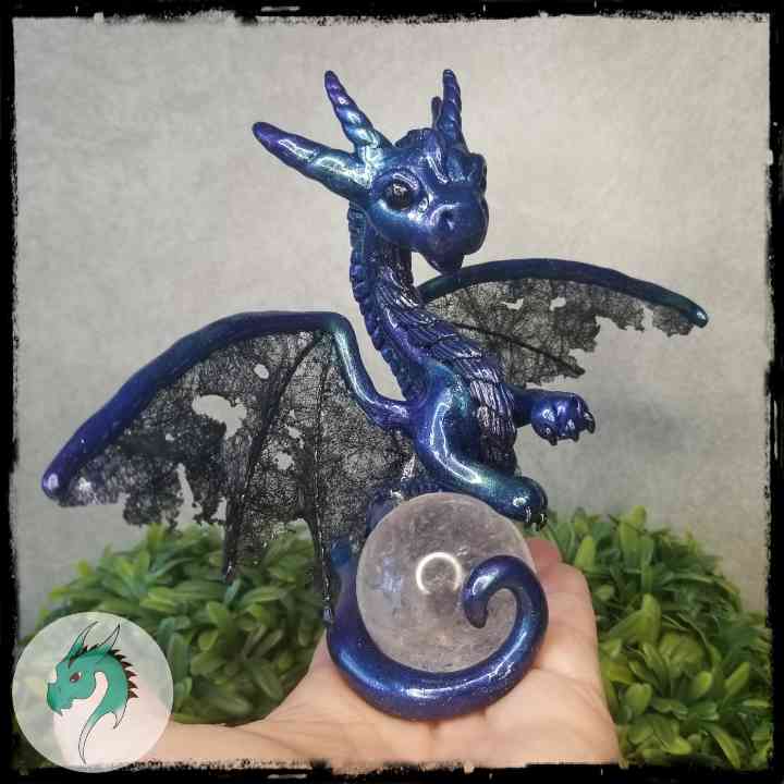 Orosen - Original Hand Sculpted Elder Dragon with Quartz Sphere