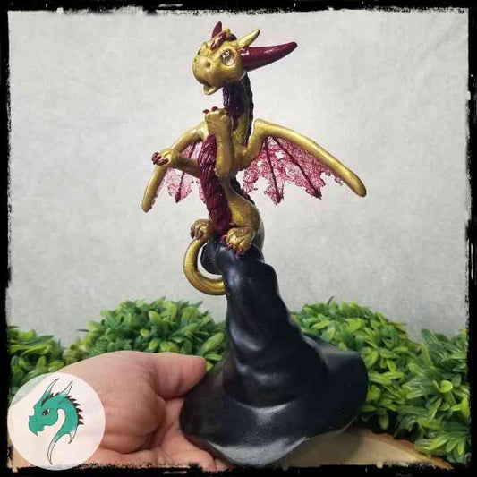 Havida - Original Hand Sculpted Dragon on Witch Hat