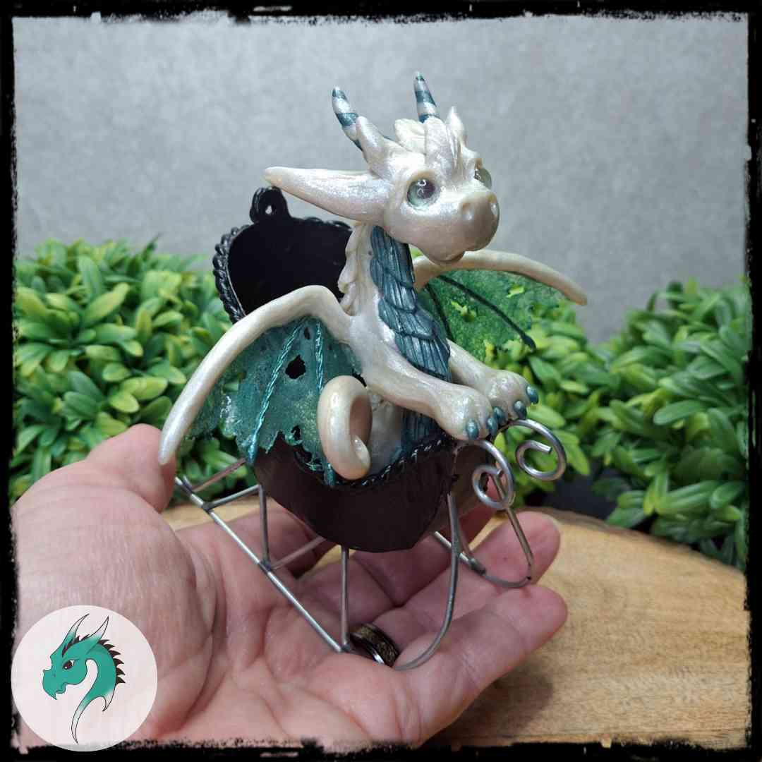 Sekoria - Original Hand Sculpted Dragon In Sleigh