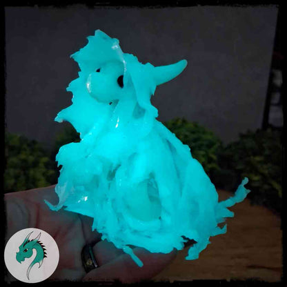 Erling - Original Hand Sculpted Banshee Dragon - Glows Blue