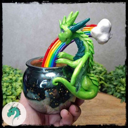 Rneth - Original Hand Sculpted Dragon with Pot of Gold