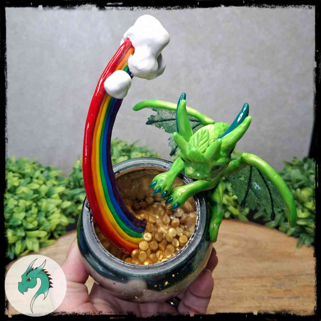 Rneth - Original Hand Sculpted Dragon with Pot of Gold