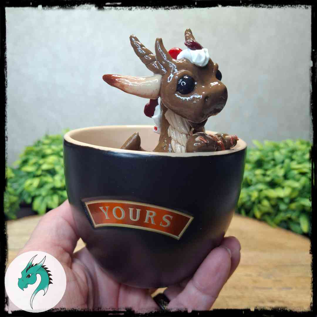 Amar and Zurea - Original Hand Sculpted Dragons in Coffee Cups