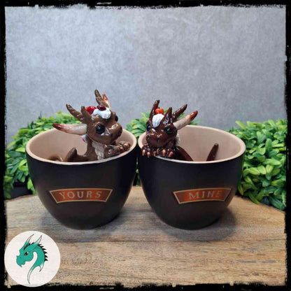 Amar and Zurea - Original Hand Sculpted Dragons in Coffee Cups