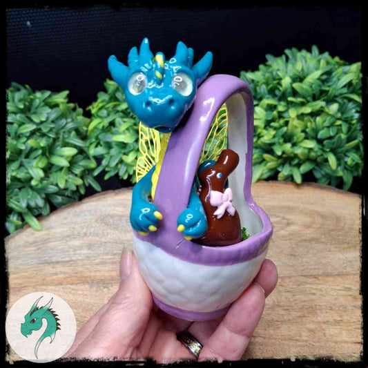 Froi - Original Hand Sculpted Dragon In Easter Basket