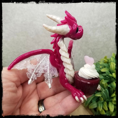 Kamira - Original Hand Sculpted Dragon with Cupcake