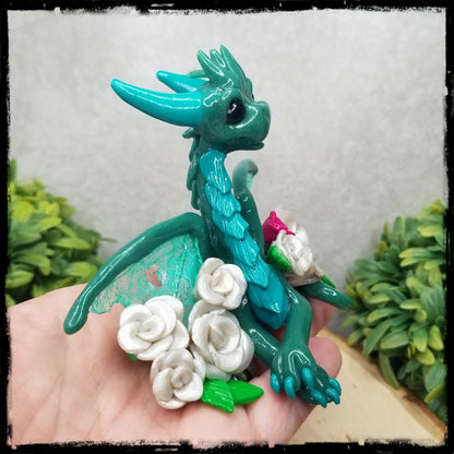Teimerill - Original Hand Sculpted Dragon with Roses