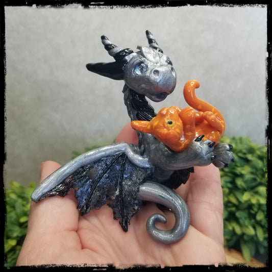 Ilvar- Original Hand Sculpted Dragon with Kitty