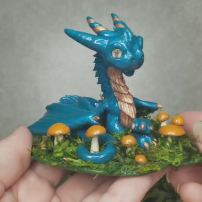 Finloy - Original Hand Sculpted Dragon With Mushrooms