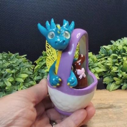 Froi - Original Hand Sculpted Dragon In Easter Basket