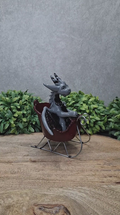 Andulf- Original Hand Sculpted Dragon In Sleigh