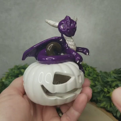 Zavana- Original Hand Sculpted Dragon on Jack-o-Lantern