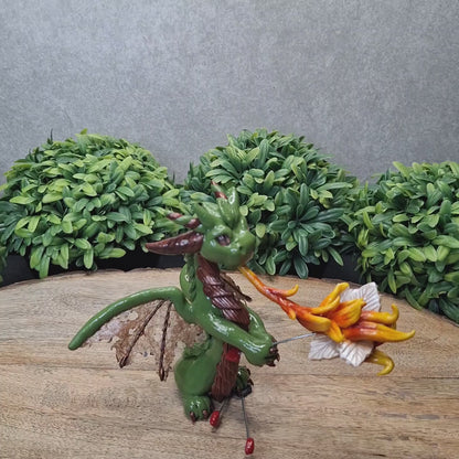 Gralia - Original Hand Sculpted Dragon Roasting Cupid