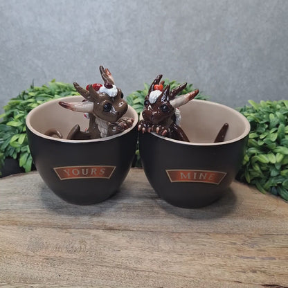 Amar and Zurea - Original Hand Sculpted Dragons in Coffee Cups