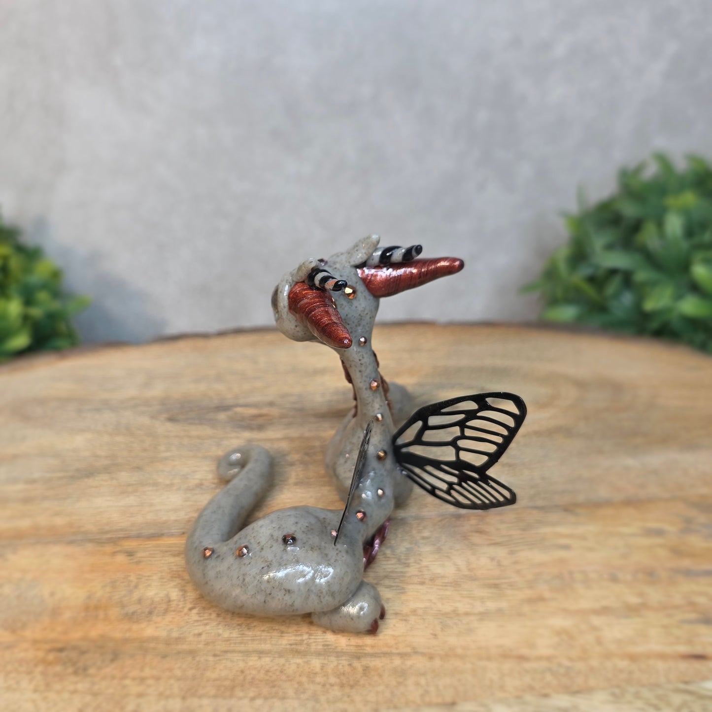 Fairy dragon on wood surface