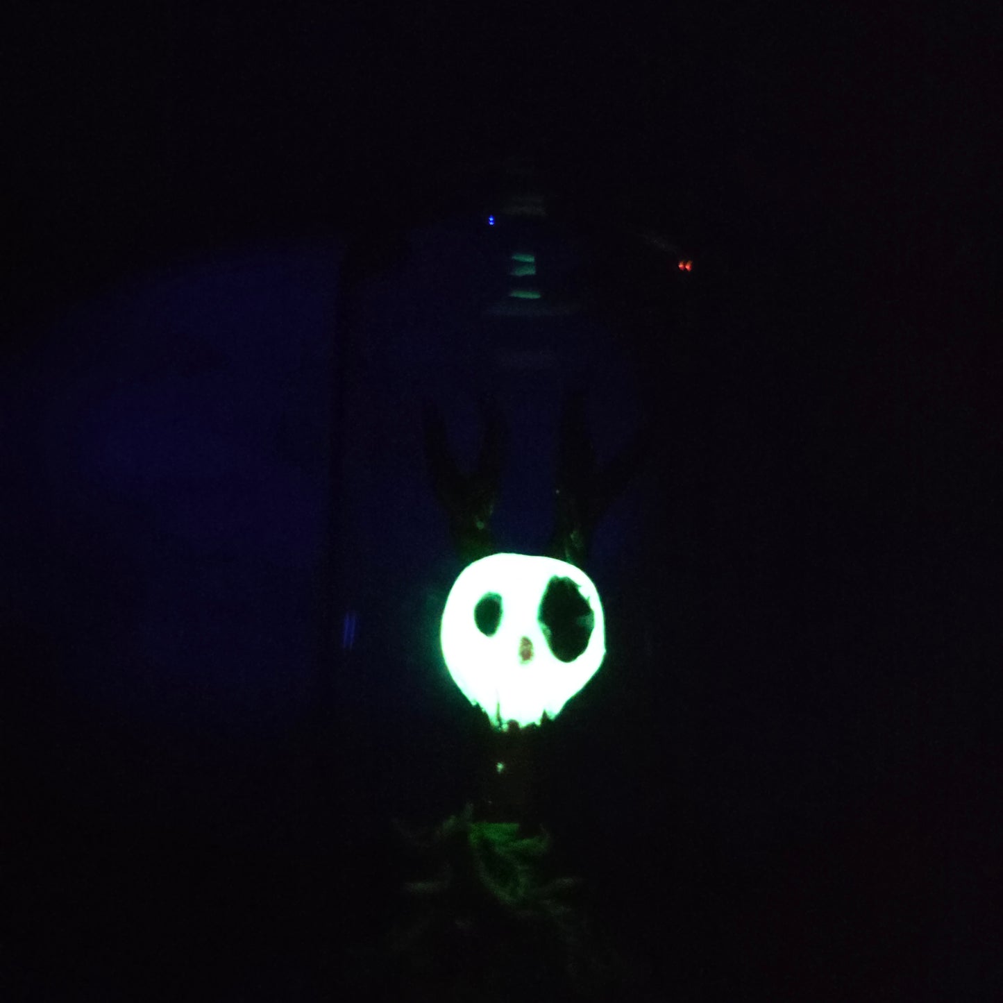 Skullee-Wagz face glowing in dark