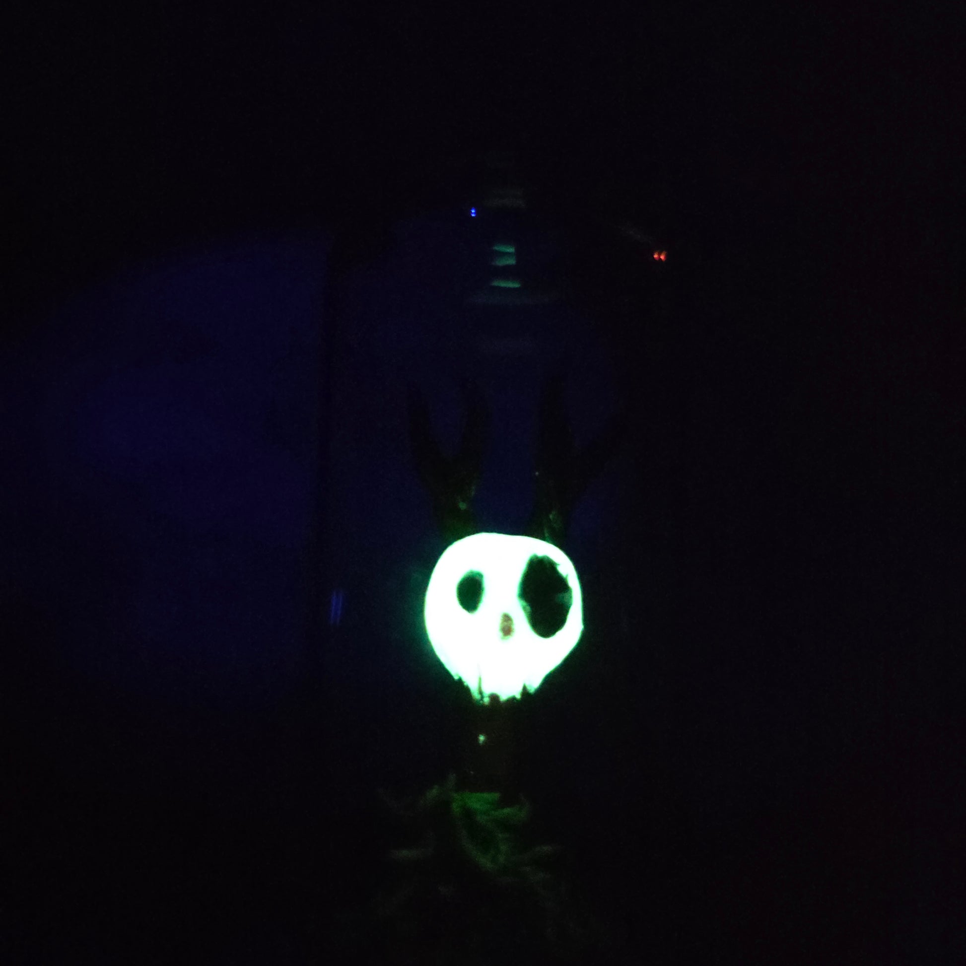 Skullee-Wagz face glowing in dark
