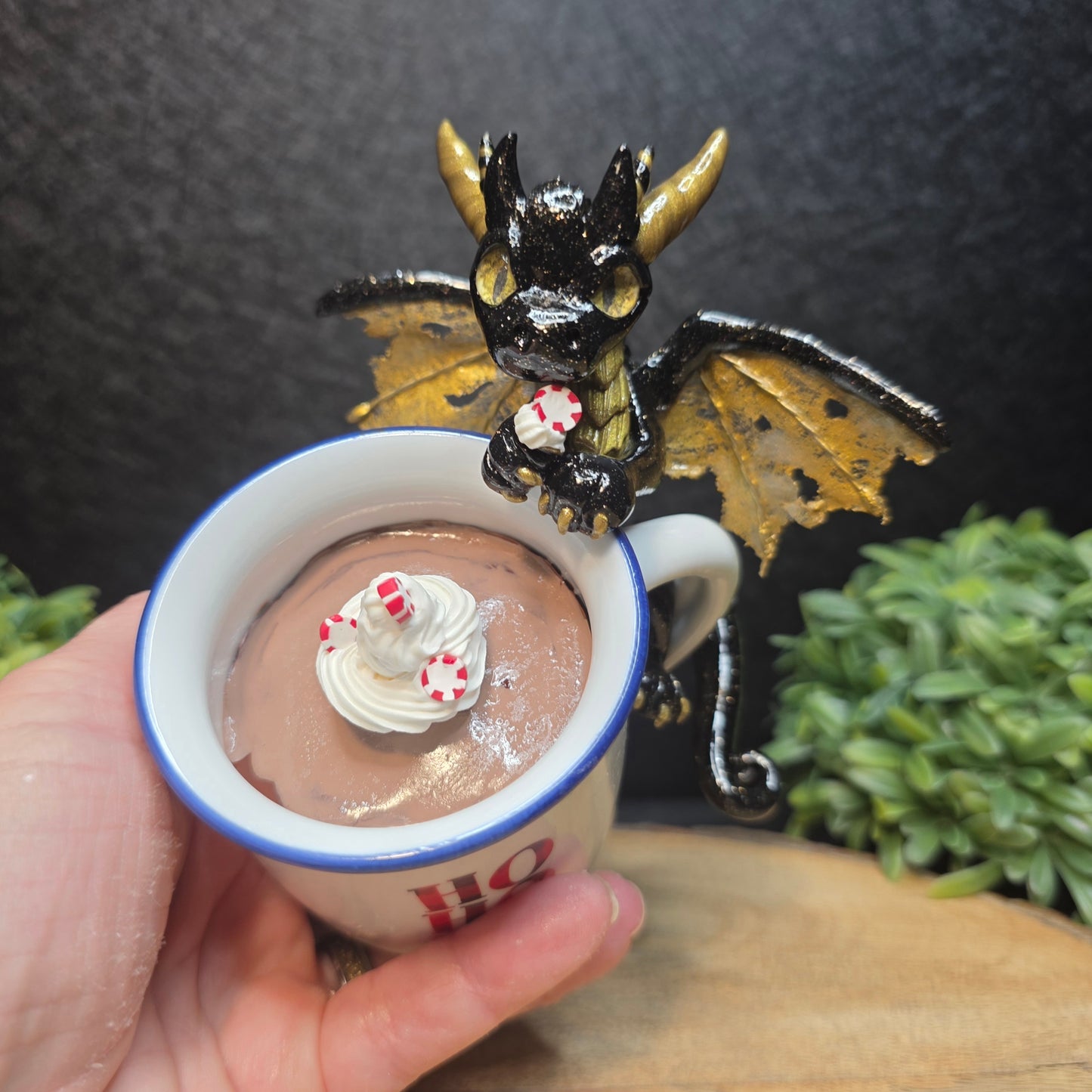 Carastin - Original Hand Sculpted Dragon with Hot Cocoa