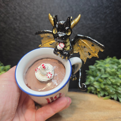 Carastin - Original Hand Sculpted Dragon with Hot Cocoa