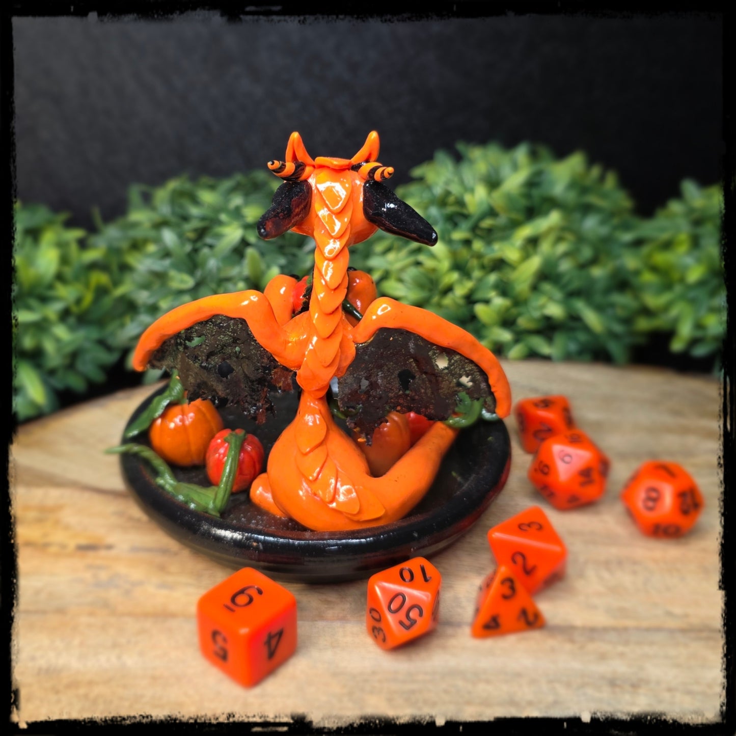 Falissa - Original Hand Sculpted Polymer Clay Dice Dragon - Dice Set Included
