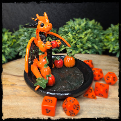 Falissa - Original Hand Sculpted Polymer Clay Dice Dragon - Dice Set Included