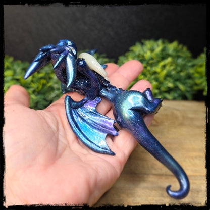 Morith - Original Hand Sculpted Polymer Clay Dragon - Moon Glows In Dark