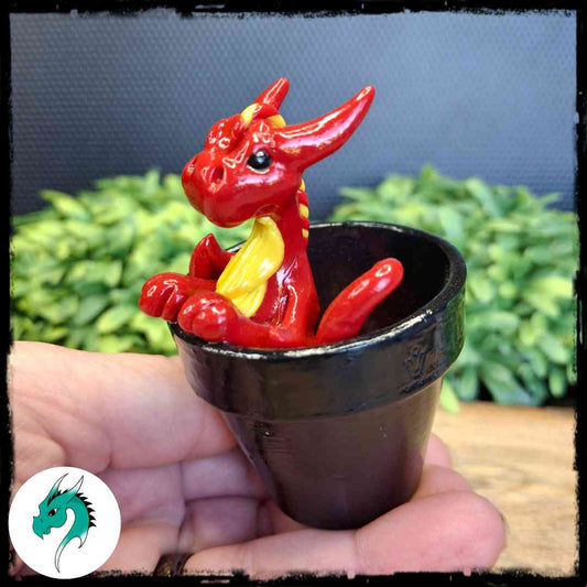 Adson - Original Hand Sculpted Dragon in Pot