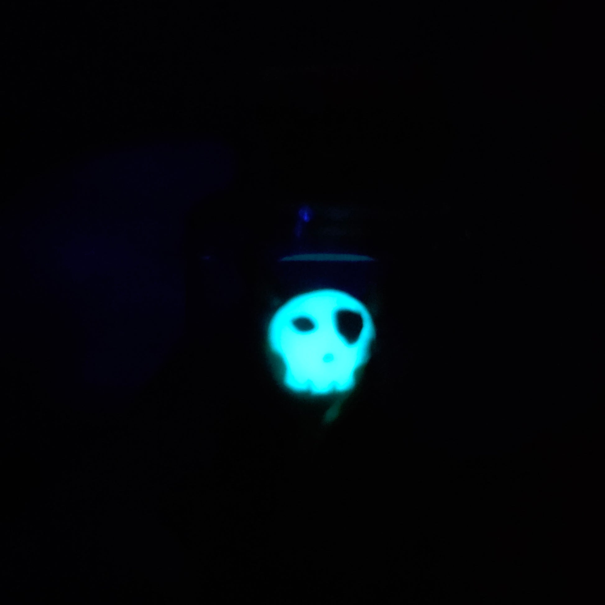 Skullee-Wagz face glowing in dark
