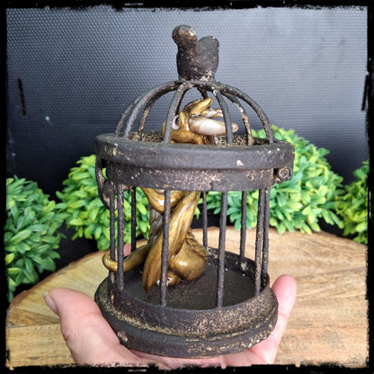 Eresar - Original Hand Sculpted Dragon in Rusty Cage