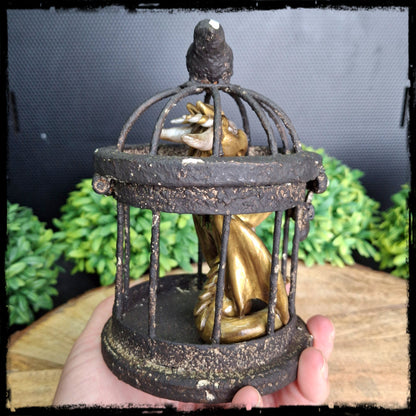 Eresar - Original Hand Sculpted Dragon in Rusty Cage