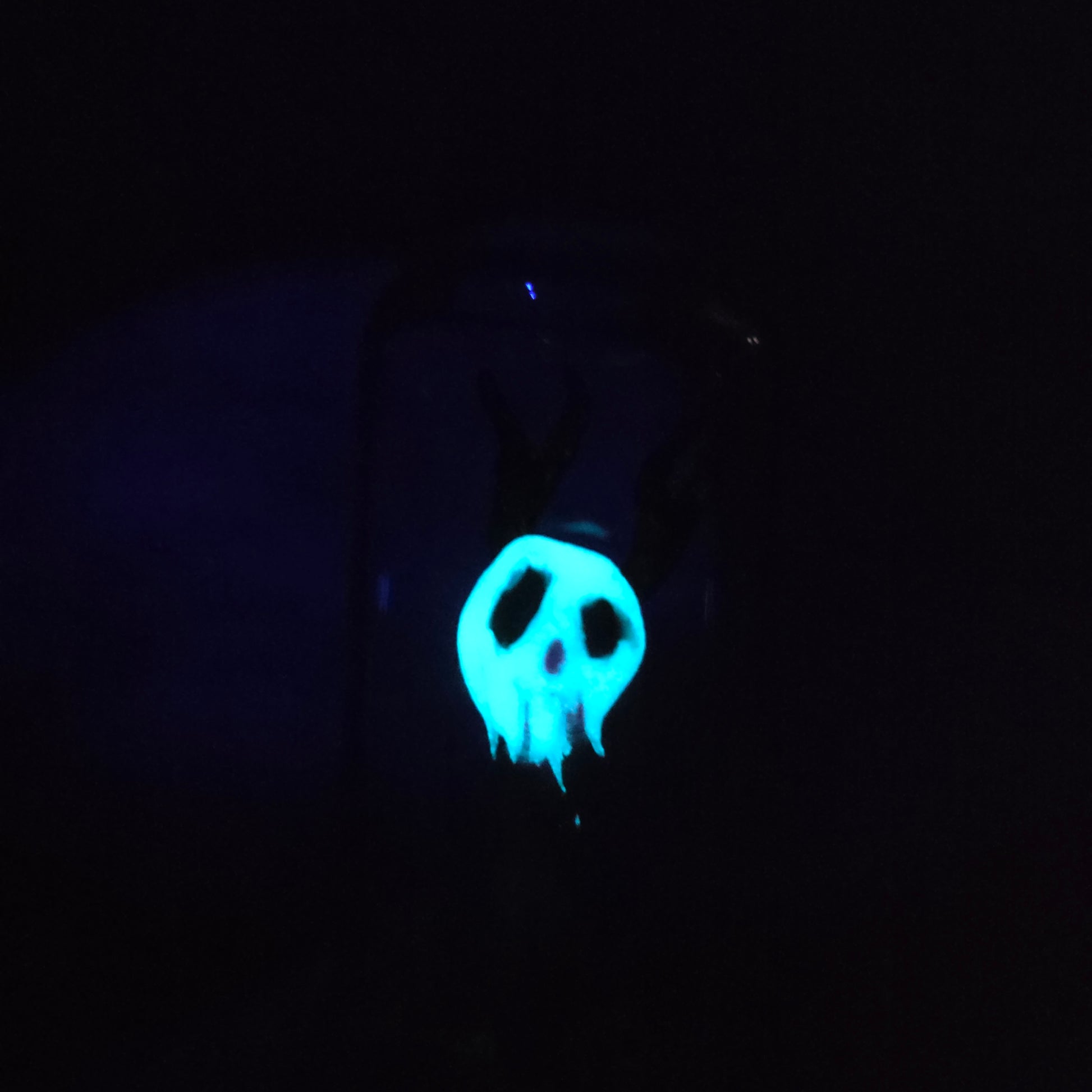 Skullee-Wagz face glowing in dark