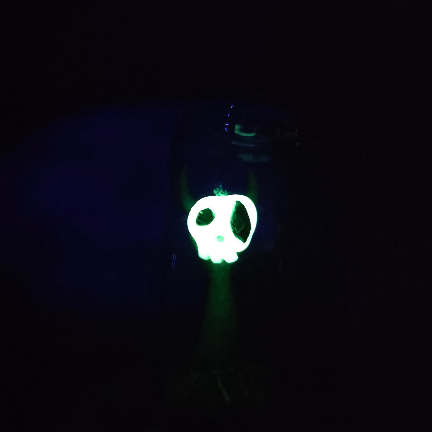 Skullee-Wagz face glowing in dark